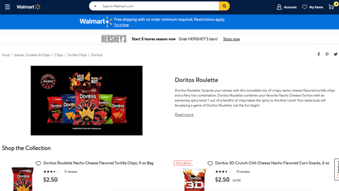 Walmart Doritos Roulette E-Commerce Page